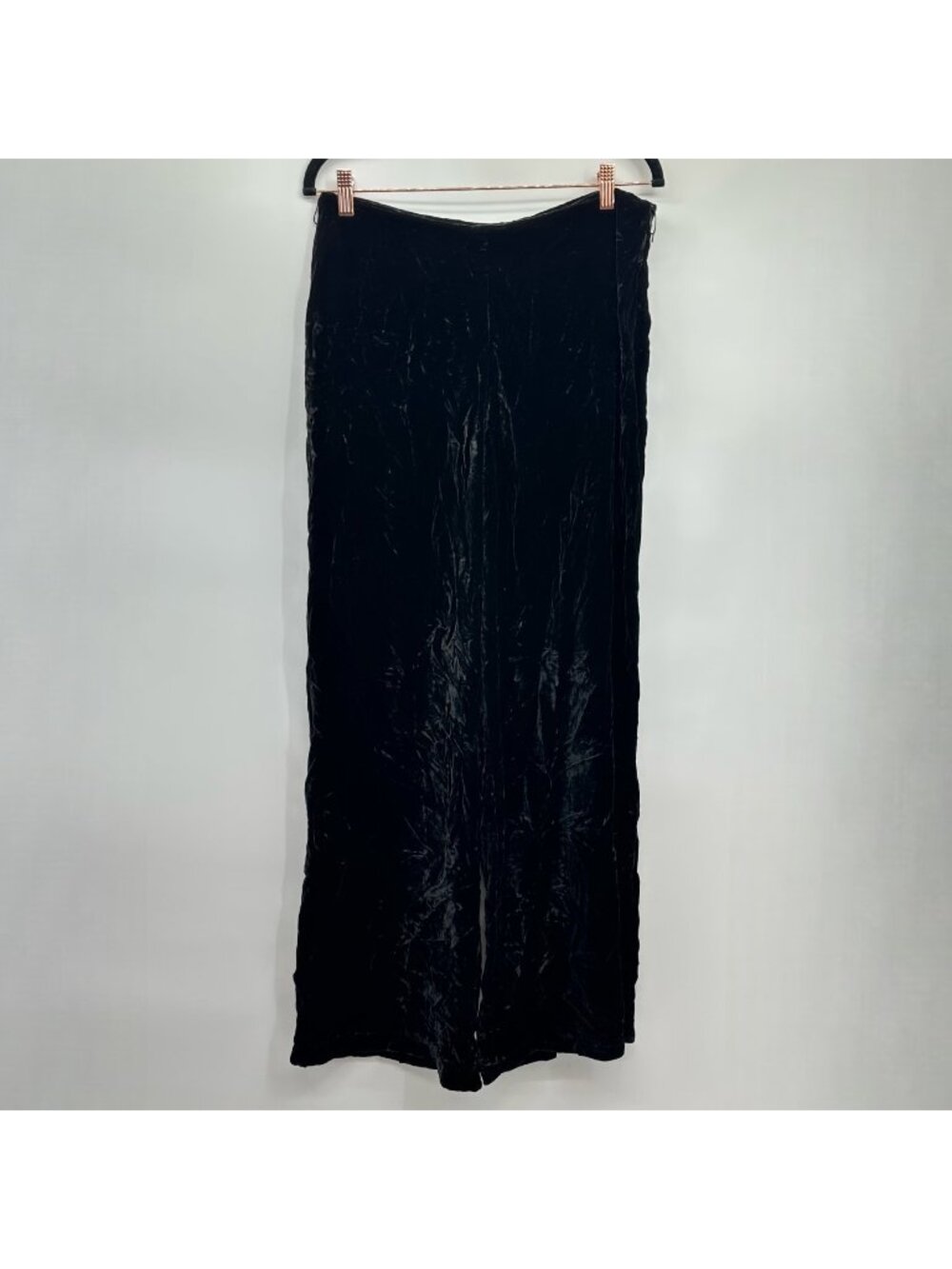 Hanna & Gracie Black Crushed Velvet Silk Blend Causal Pants Size 8